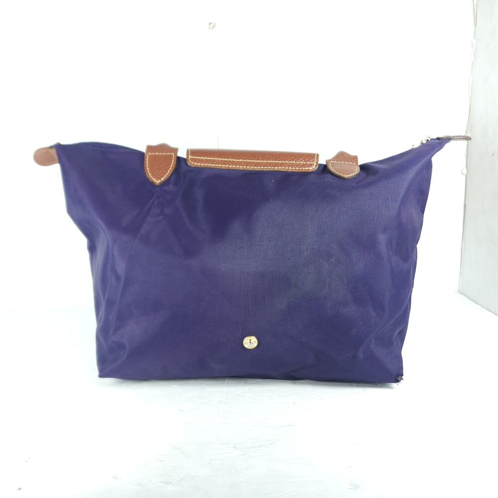 Longchamp Le Pliage Eggplant Nylon Medium Top Handle Travel Tote Purse Handbag - Picture 6 of 16